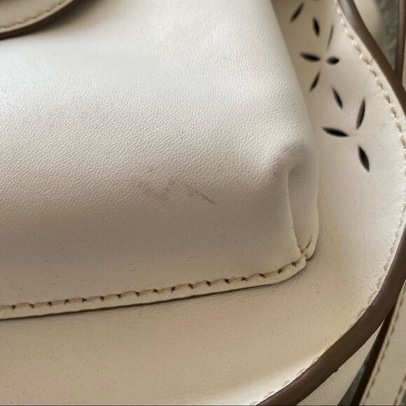 FRYE-ILANA White Perforated Leather Saddle Bag - Picture 12 of 14